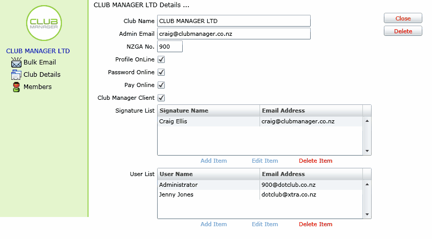 club details services 